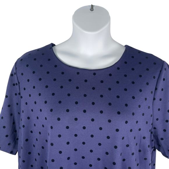Old Navy Dress XXL Navy with Velvet Flocked Polka Dot Shift Short Sleeve Ponte - Picture 2 of 9